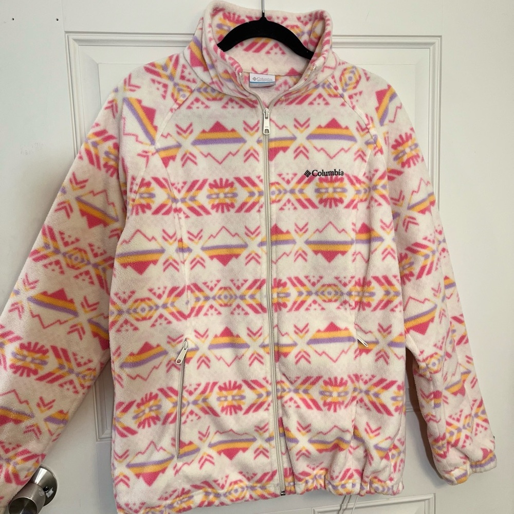 Columbia Pink and Yellow Fleece Jacket